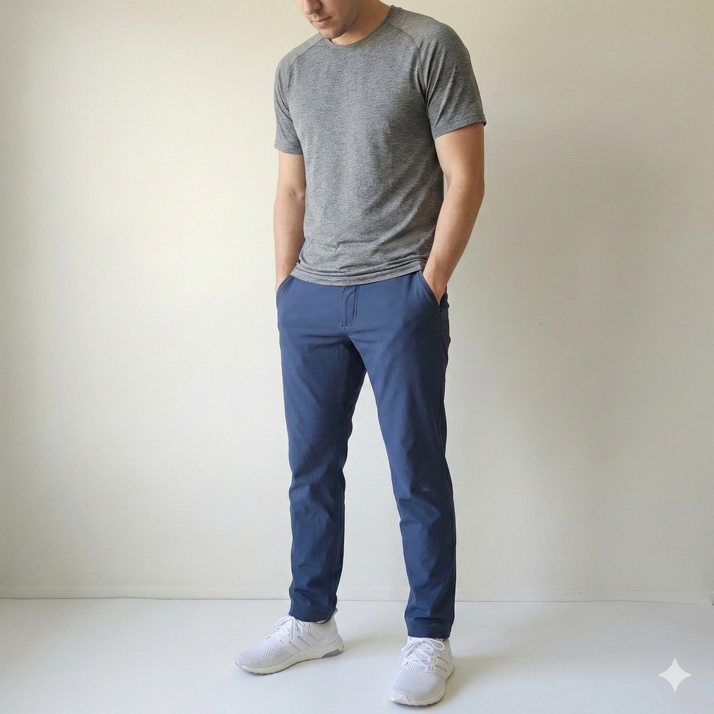 Lululemon ABC Pants Mens 32x28 Slim Fit Navy Blue Golf Travel‎ Chino Lightweight